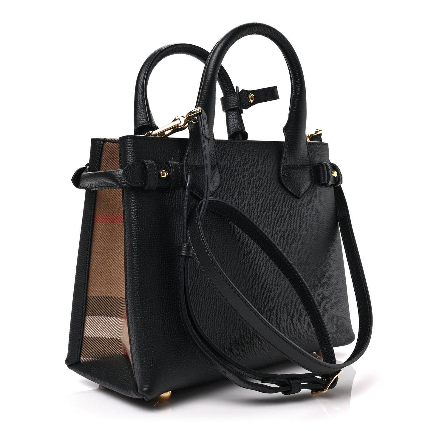 Derby Calfskin House Check Small Banner Tote Black