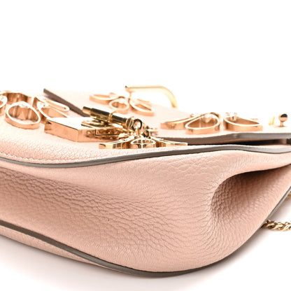 Chloe Grained Lambskin Flower Crystal Embellished Mini Drew Shoulder Bag Cement Pink 9 of 10