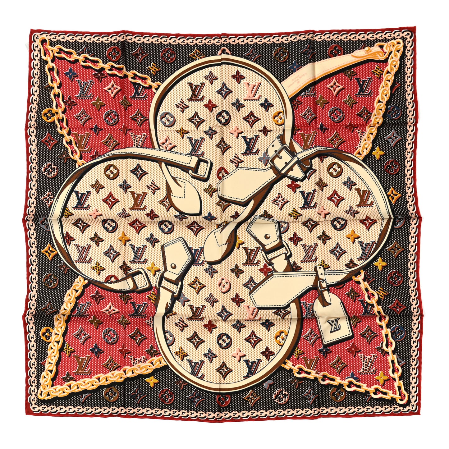 Silk Monogram Pop Square Scarf Beige
