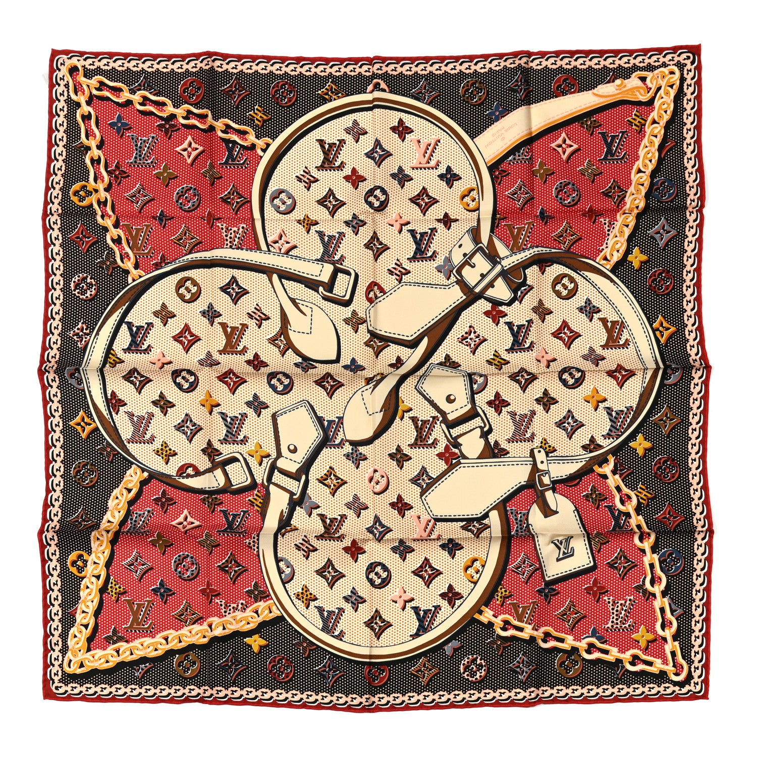 Louis Vuitton Silk Monogram Pop Square Scarf Beige 1 of 3