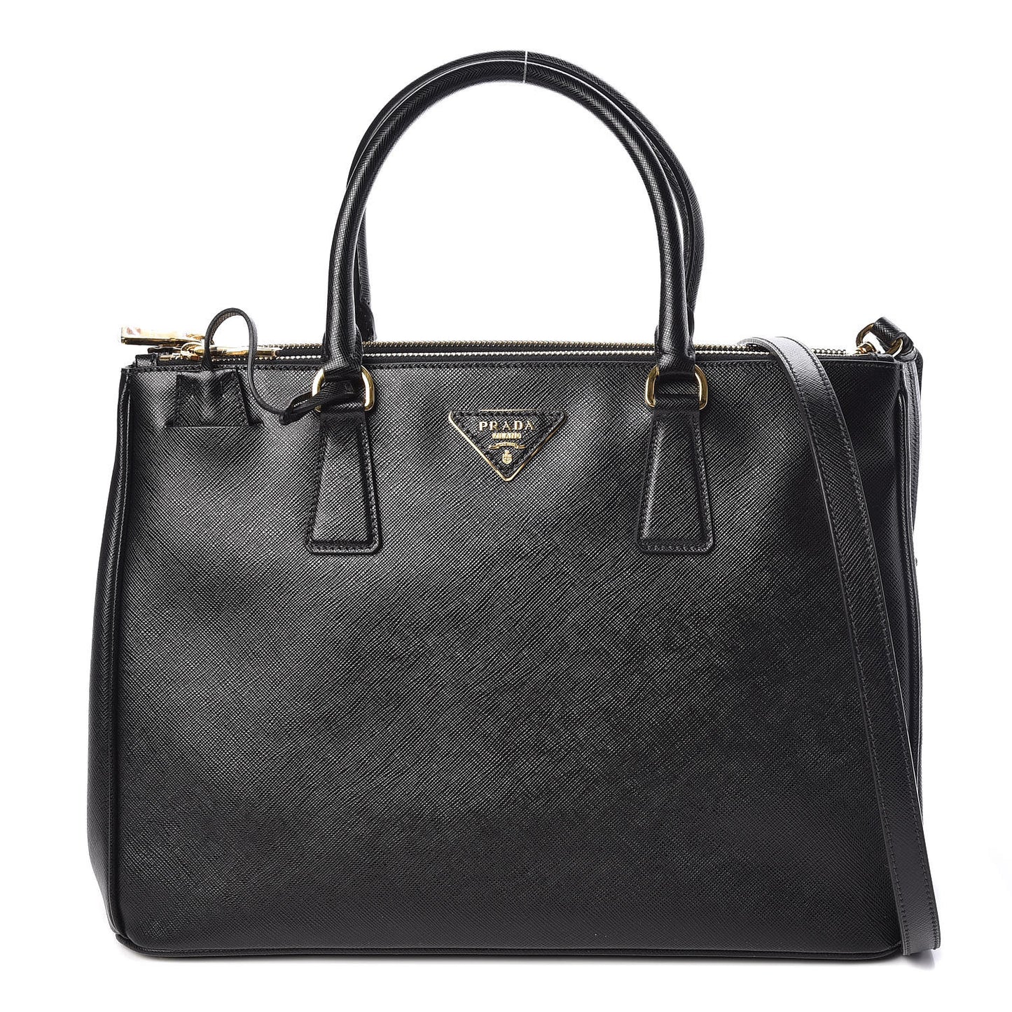 Saffiano Medium Galleria Double Zip Tote Black