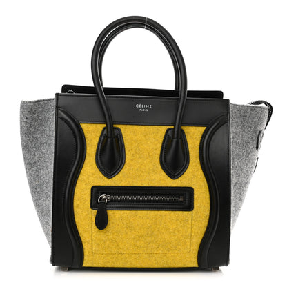 Celine Felt Smooth Calfskin Micro Tri-Color Luggage Black Yellow 1 of 9