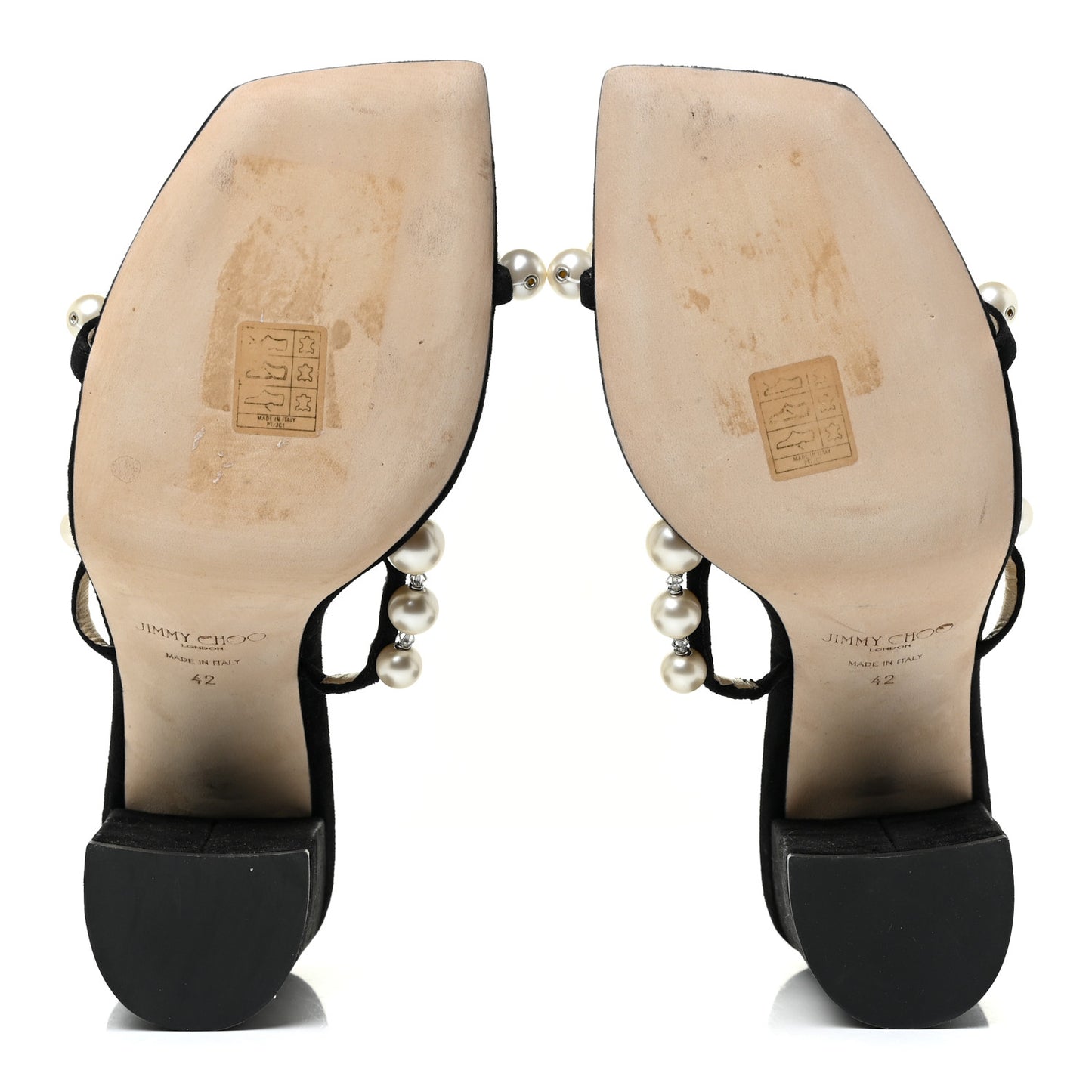 Suede Amara 85 Pearl Block Heel Sandals 42 Black