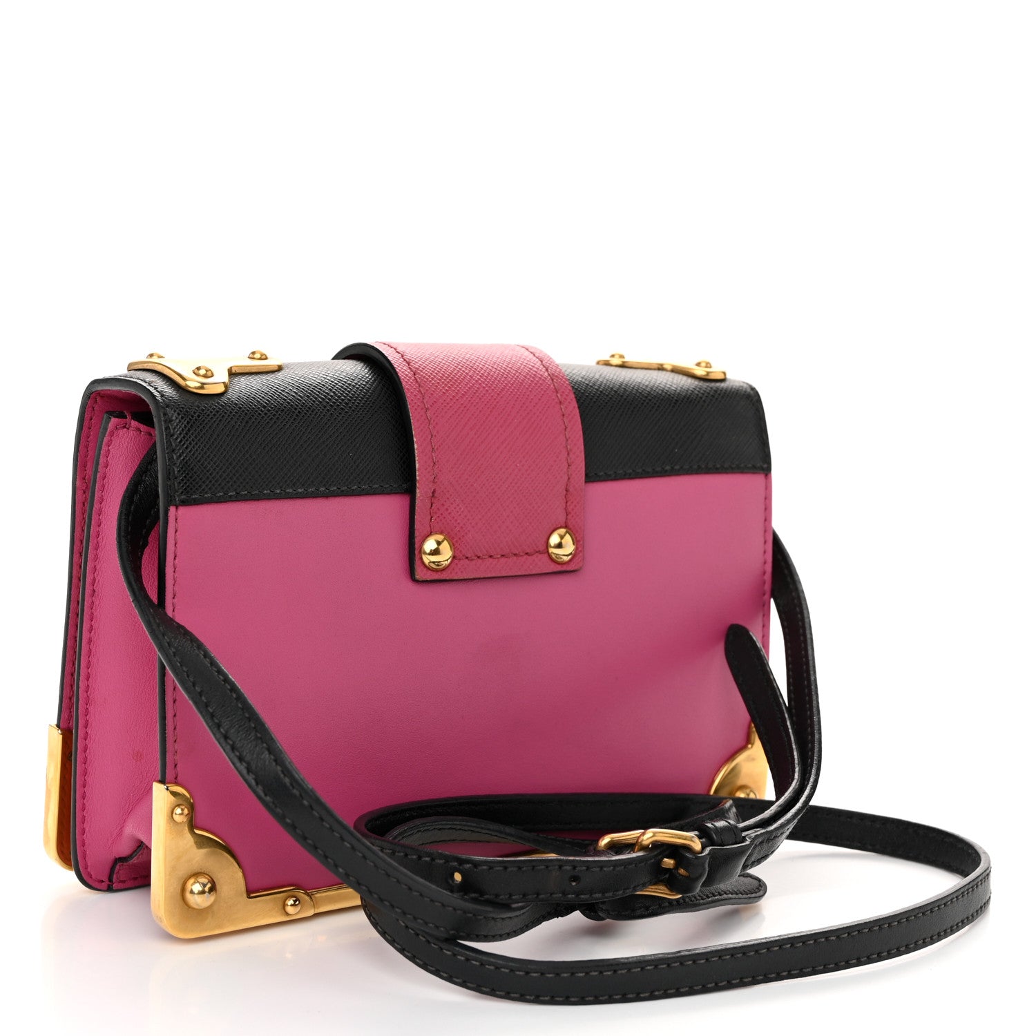 Prada City Calf Saffiano Astrology Cahier Bag Fuxia Black 3 of 11