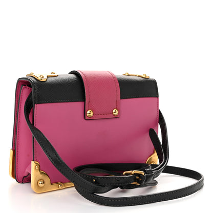 Prada City Calf Saffiano Astrology Cahier Bag Fuxia Black 3 of 11