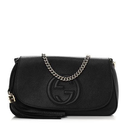 Gucci Pebbled Calfskin Medium Soho Flap Crossbody Black 1 of 10
