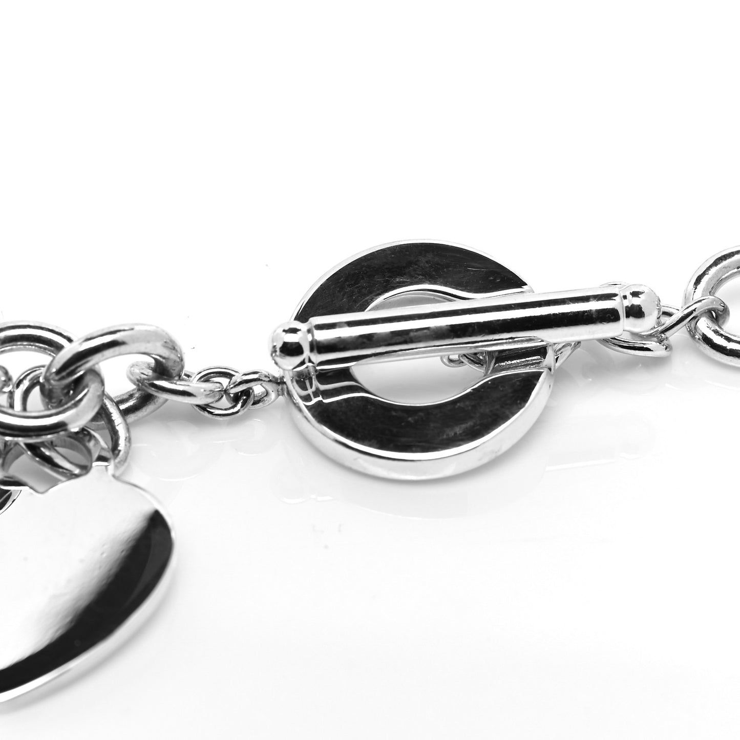 Sterling Silver Heart Tag Toggle Necklace