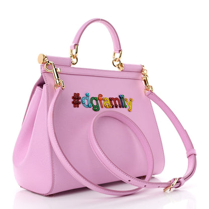 Dolce & Gabbana Dauphine Studded Medium DG Family Patch Miss Sicily Satchel Pink Rosa Chiaro 3 of 10