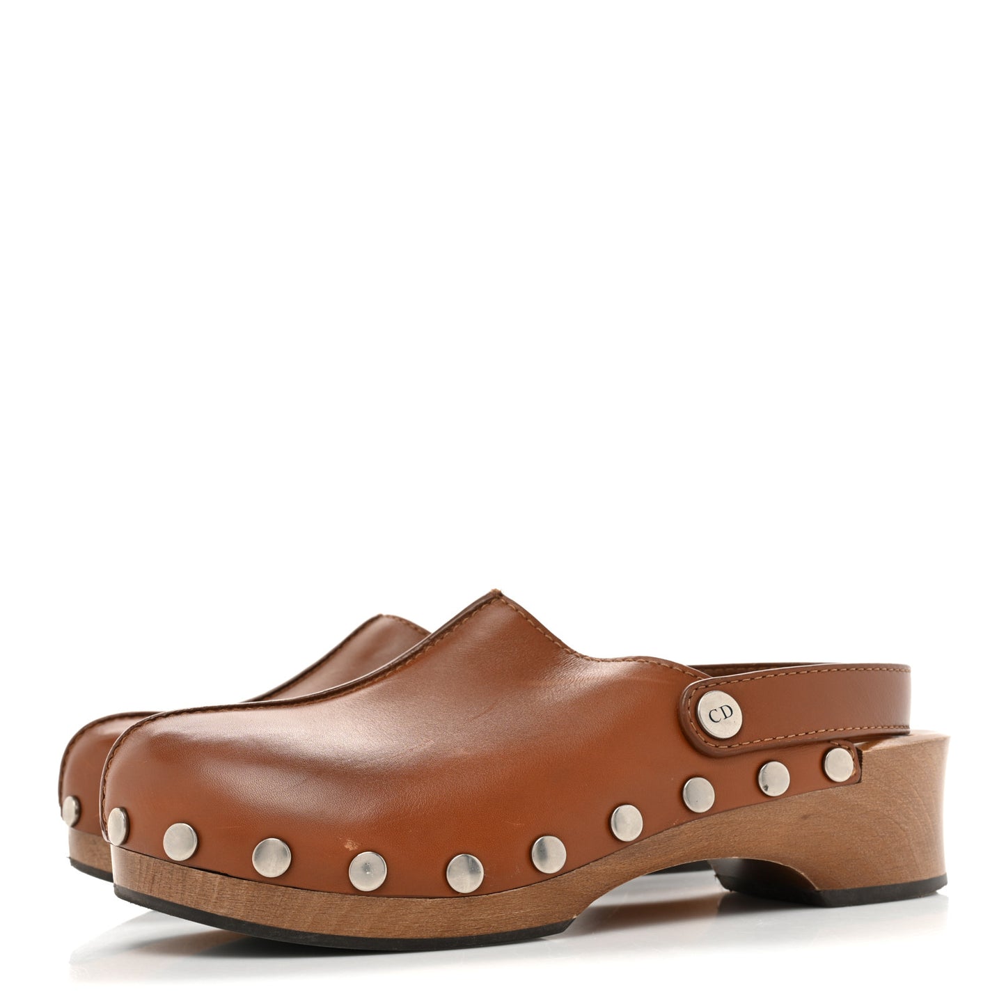 Calfskin Diorquake 20mm Slingback Clogs 38.5 Camel