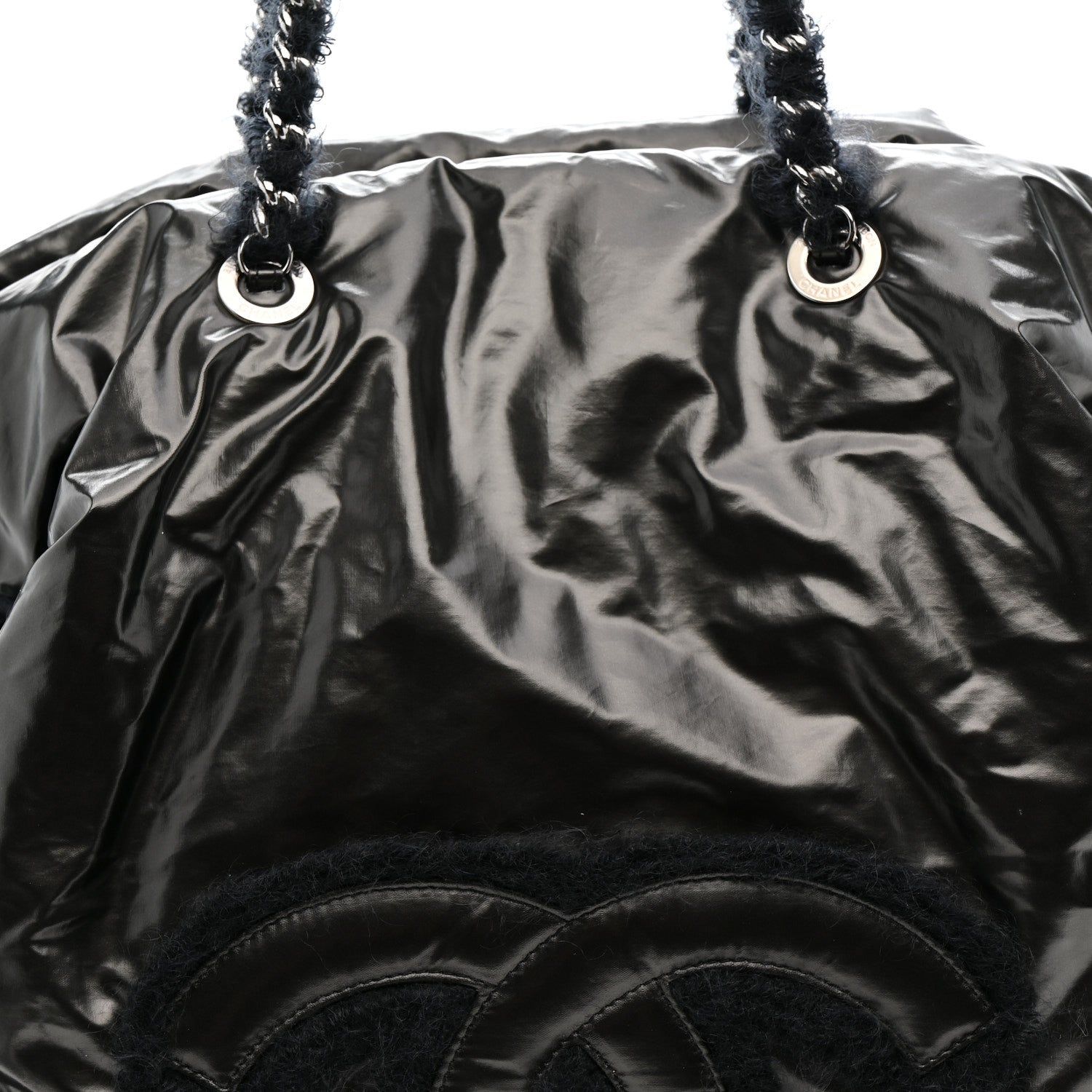Chanel Vinyl Mohair Trimmed CC Bonbons Tote Black 8 of 10