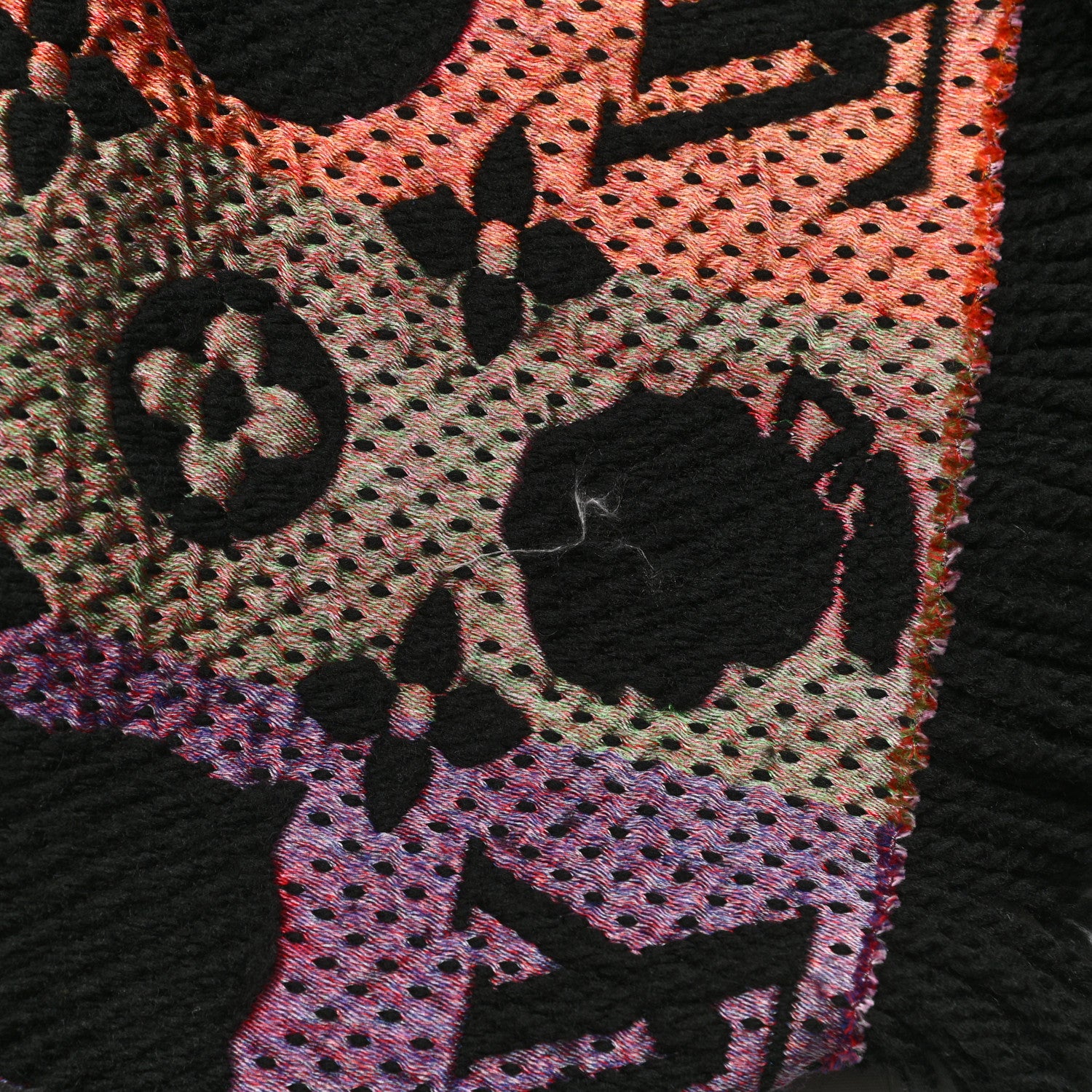 Louis Vuitton Wool Silk Stories Logomania Scarf Black 5 of 5