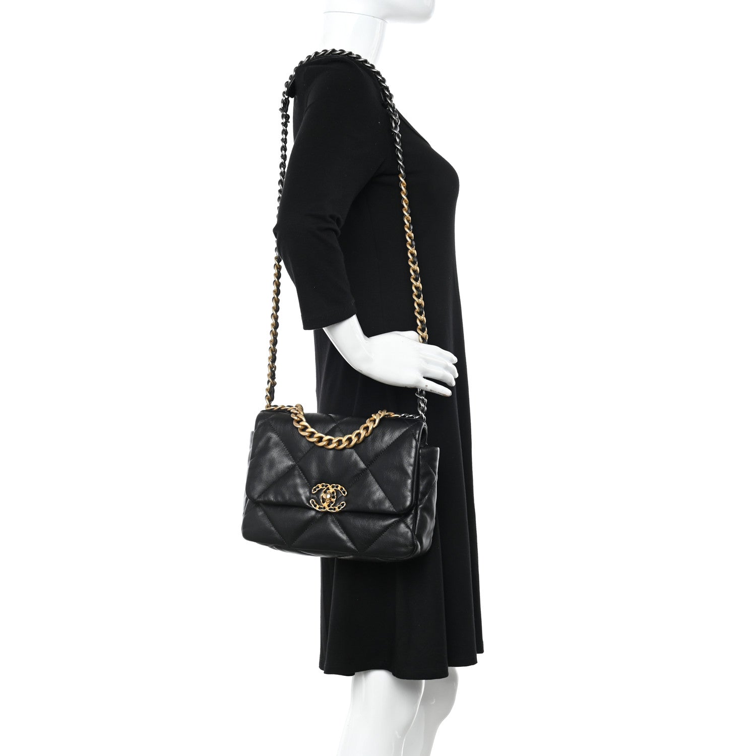 Chanel Goatskin Quilted Medium Chanel 19 Flap Black 2 of 11