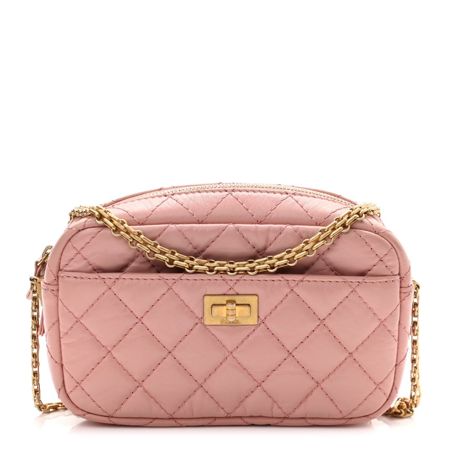 Chanel Aged Calfskin Quilted Mini Reissue Camera Case Pink 1 of 11