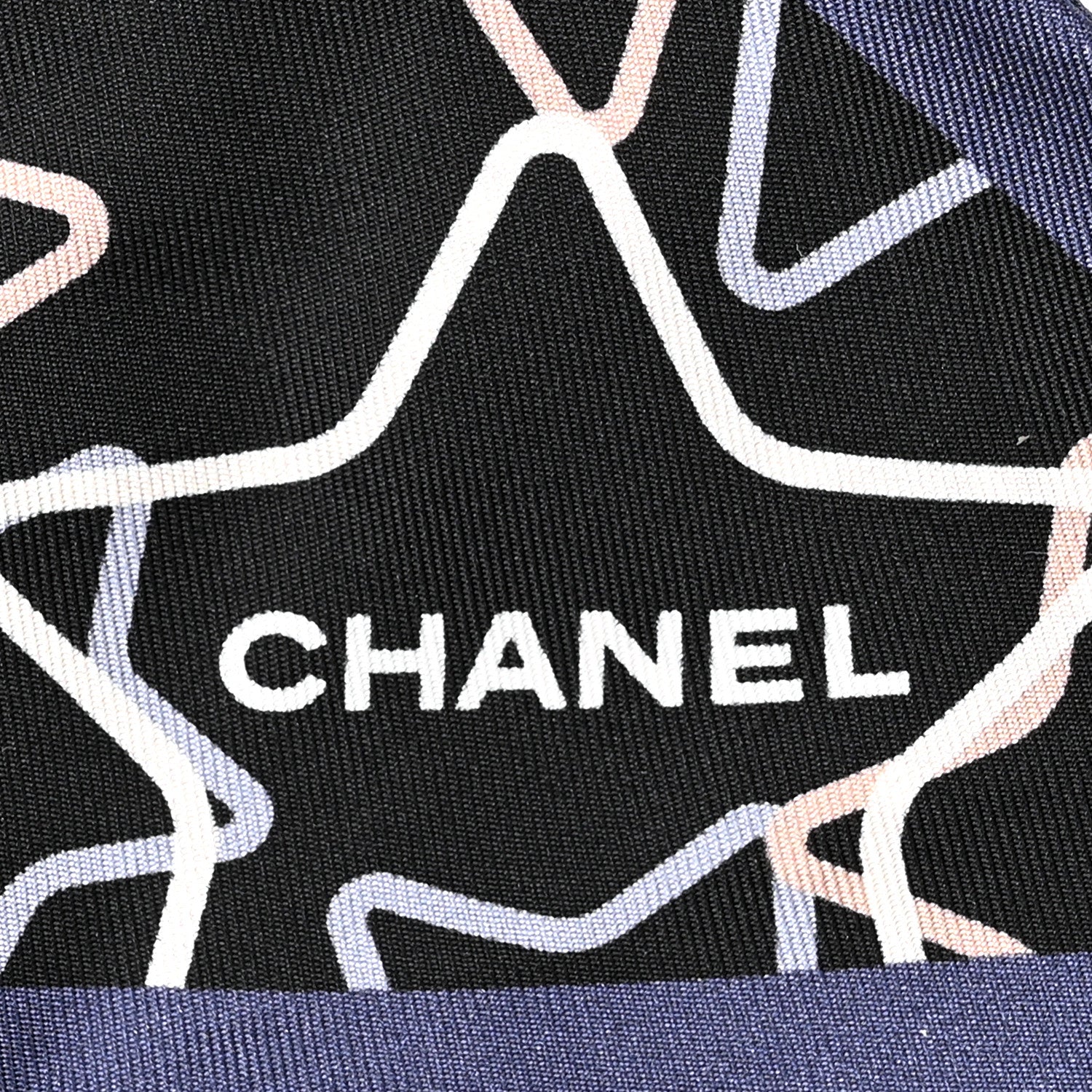Chanel Silk Star CC Scrunchie and Scarf Hair Tie Set Black Blue White 3 of 3