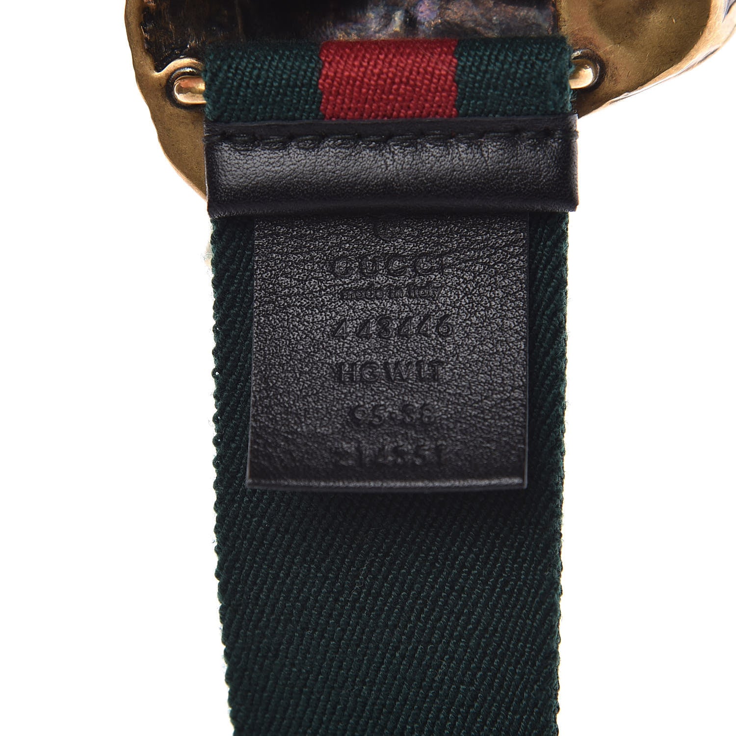 Gucci Canvas Web Wolf Belt 95 38 Green Red 4 of 5