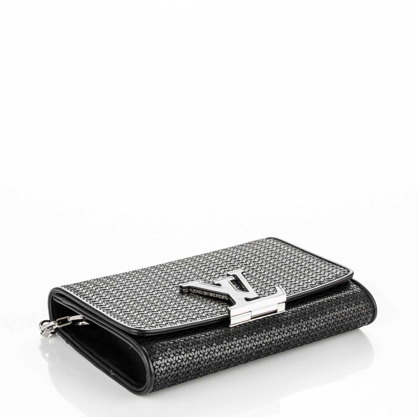 Sequin Calfskin Chain Louise GM Black