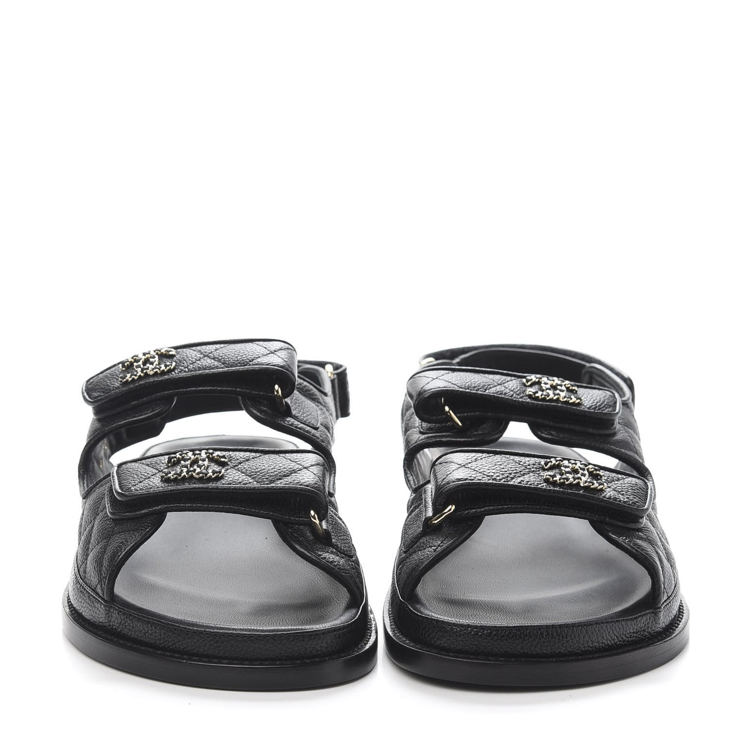 Grained Calfskin Velcro Dad Sandals 40 Black