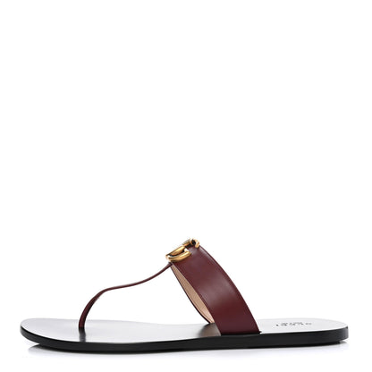 Gucci Calfskin GG Marmont Thong Sandals 41 Vintage Bordeaux 1 of 7