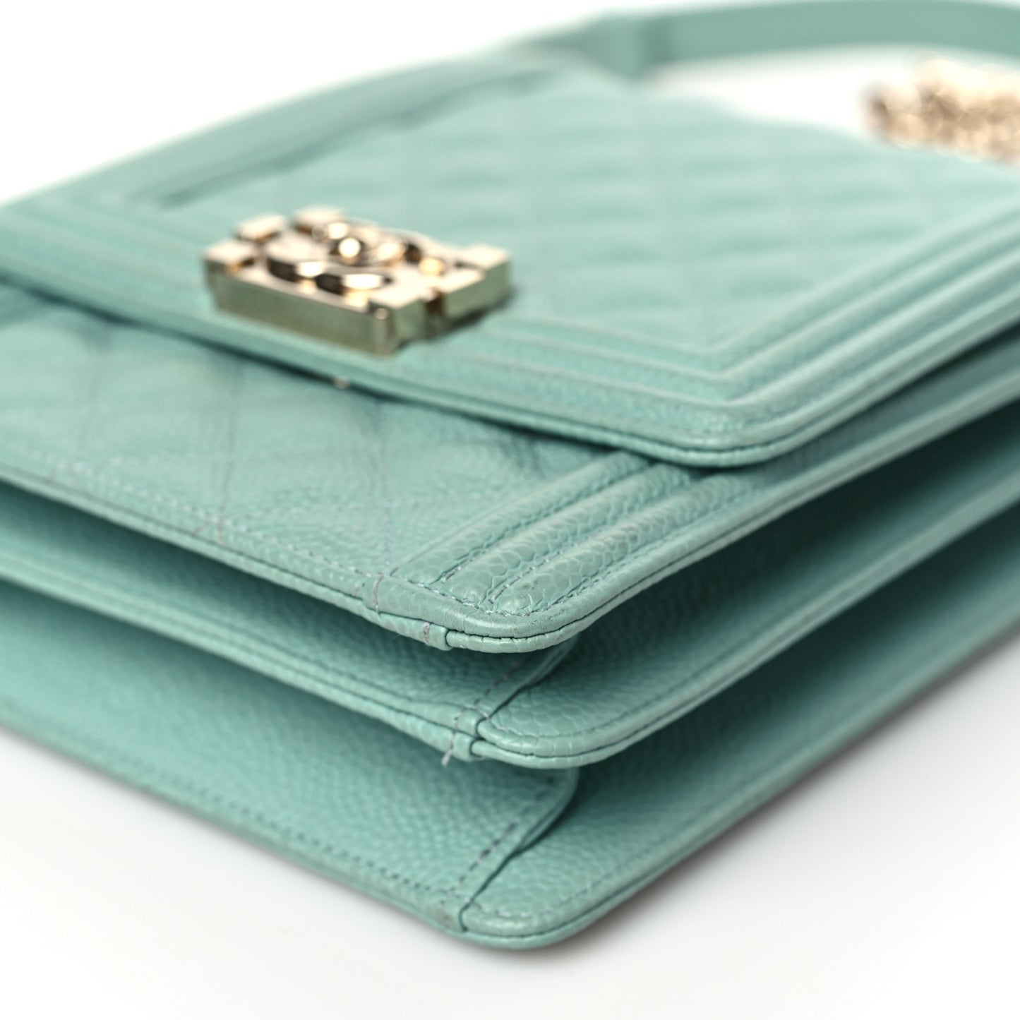 Caviar Quilted North South Boy Flap Light Blue