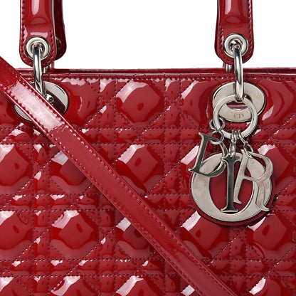 Christian Dior Patent Cannage Medium Lady Dior Red 7 of 11