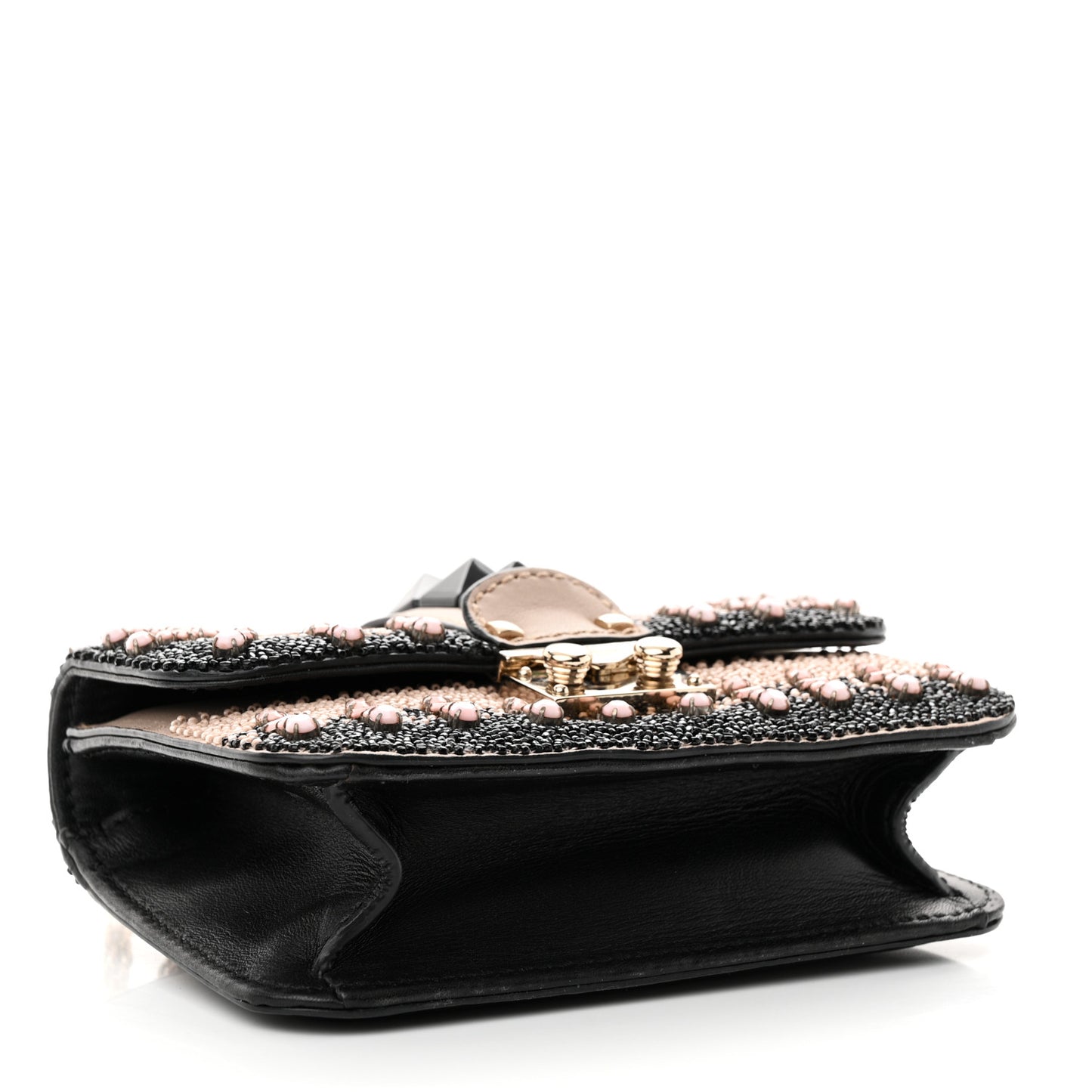 Vitello Crystal Embellished Mini Glam Lock Rockstud Flap Multicolor