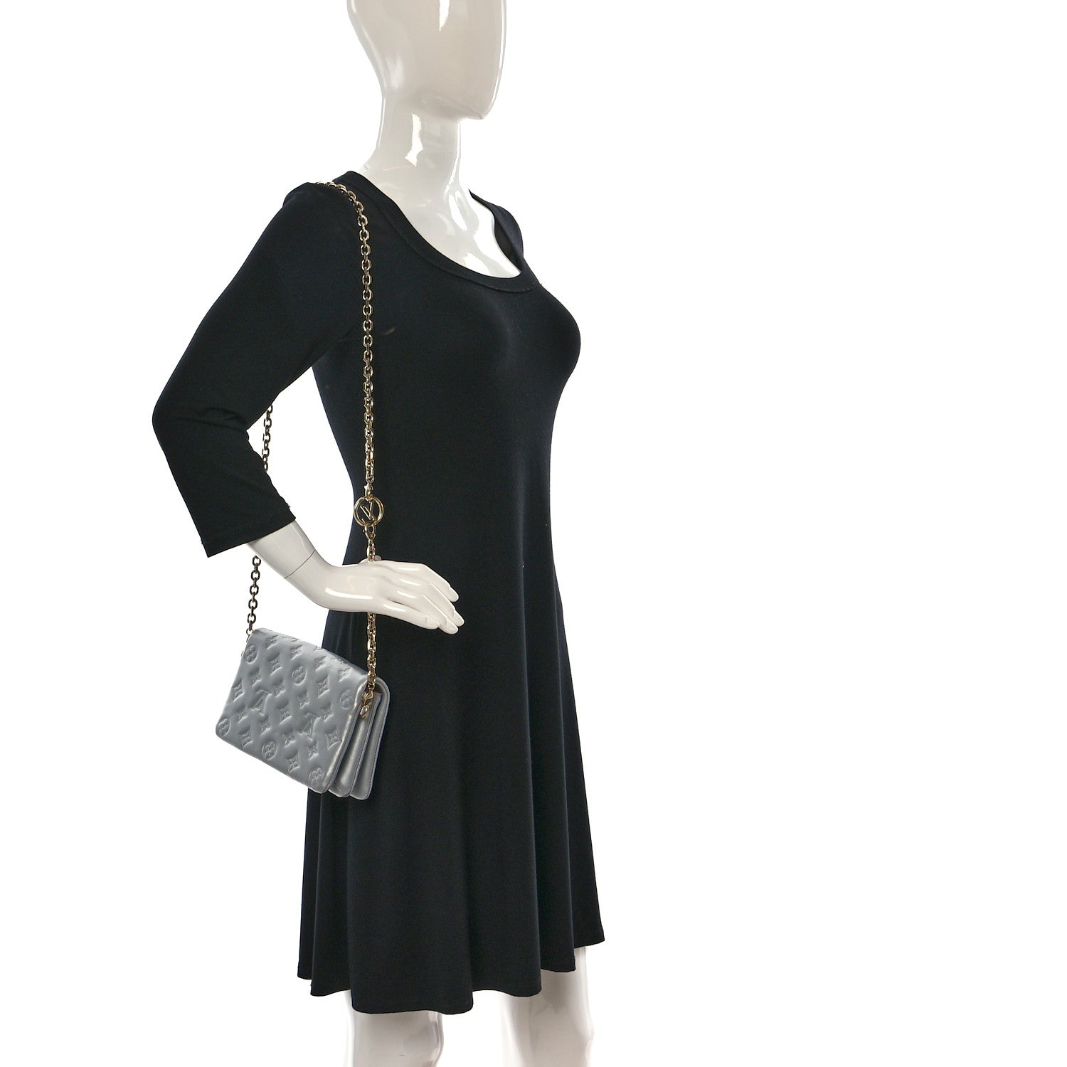 Louis Vuitton Metallic Lambskin Embossed Monogram Pochette Coussin Silver 2 of 9