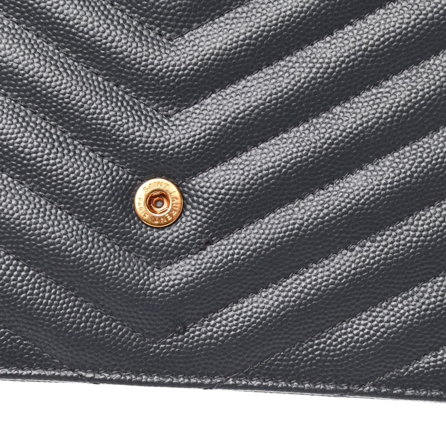 Grain De Poudre Matelasse Chevron Monogram Envelope Chain Wallet Dark Smog