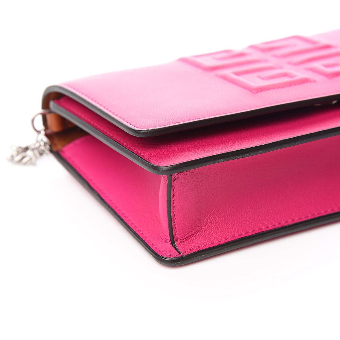 Lambskin Emblem Chain Wallet Cyclamen
