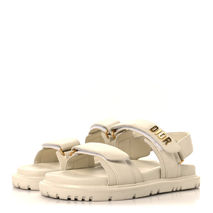Christian Dior Lambskin Dioract 10mm Sandals 38 Off White 4 of 9