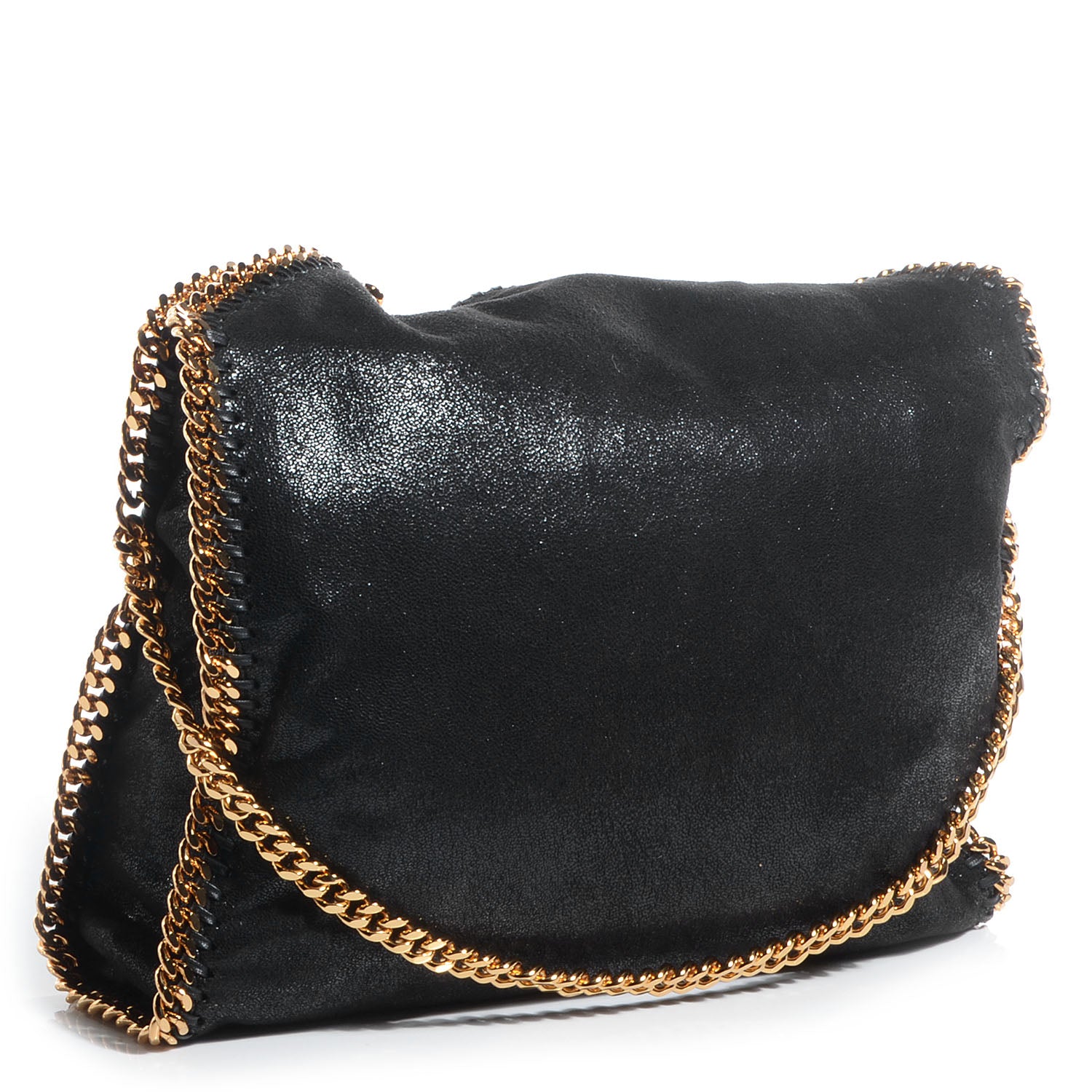 Stella McCartney Faux Leather Shaggy Deer Falabella Fold Over Tote Black 3 of 8