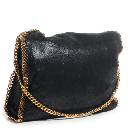 Stella McCartney Faux Leather Shaggy Deer Falabella Fold Over Tote Black 3 of 8