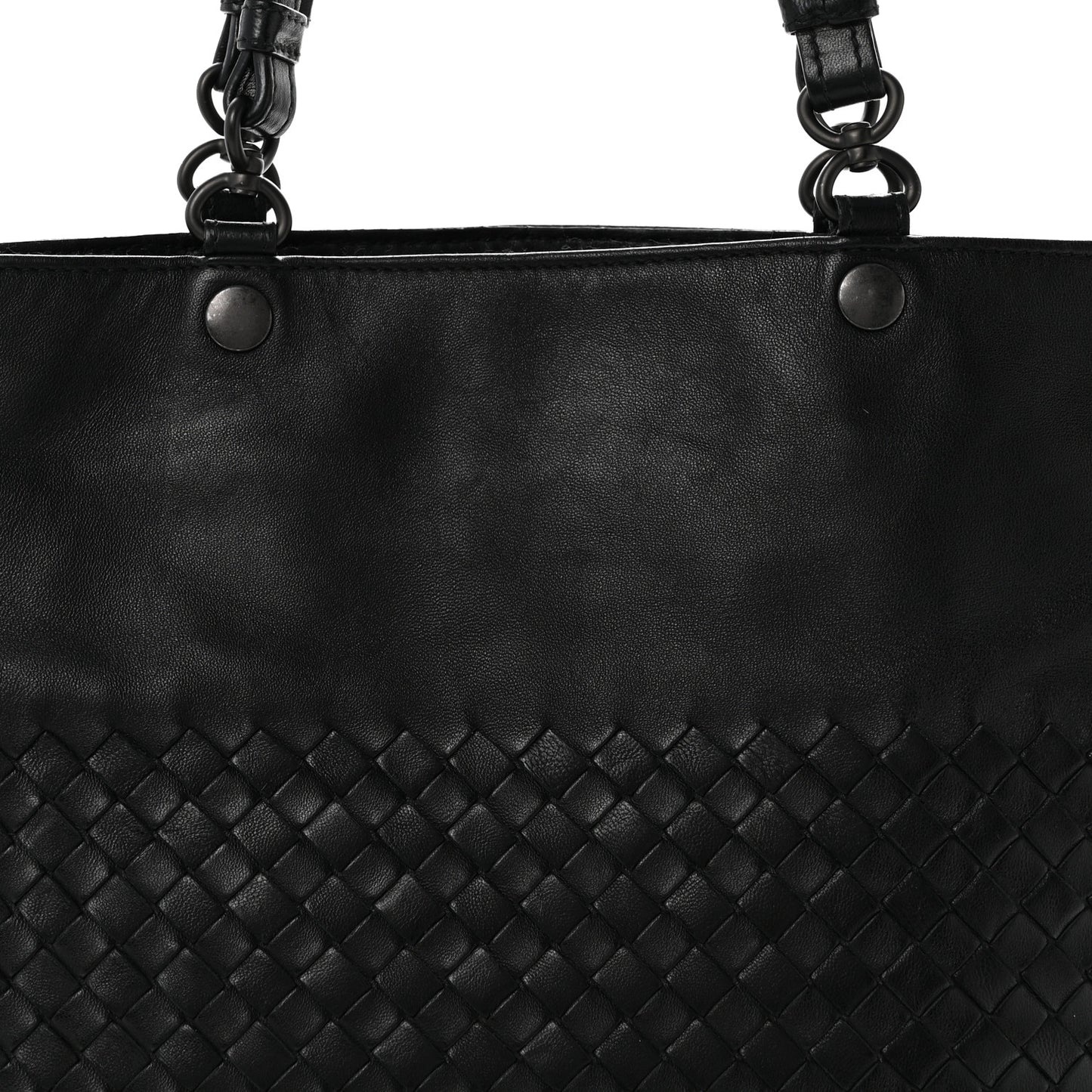 Nappa Intrecciato Flat Shoulder Bag Black