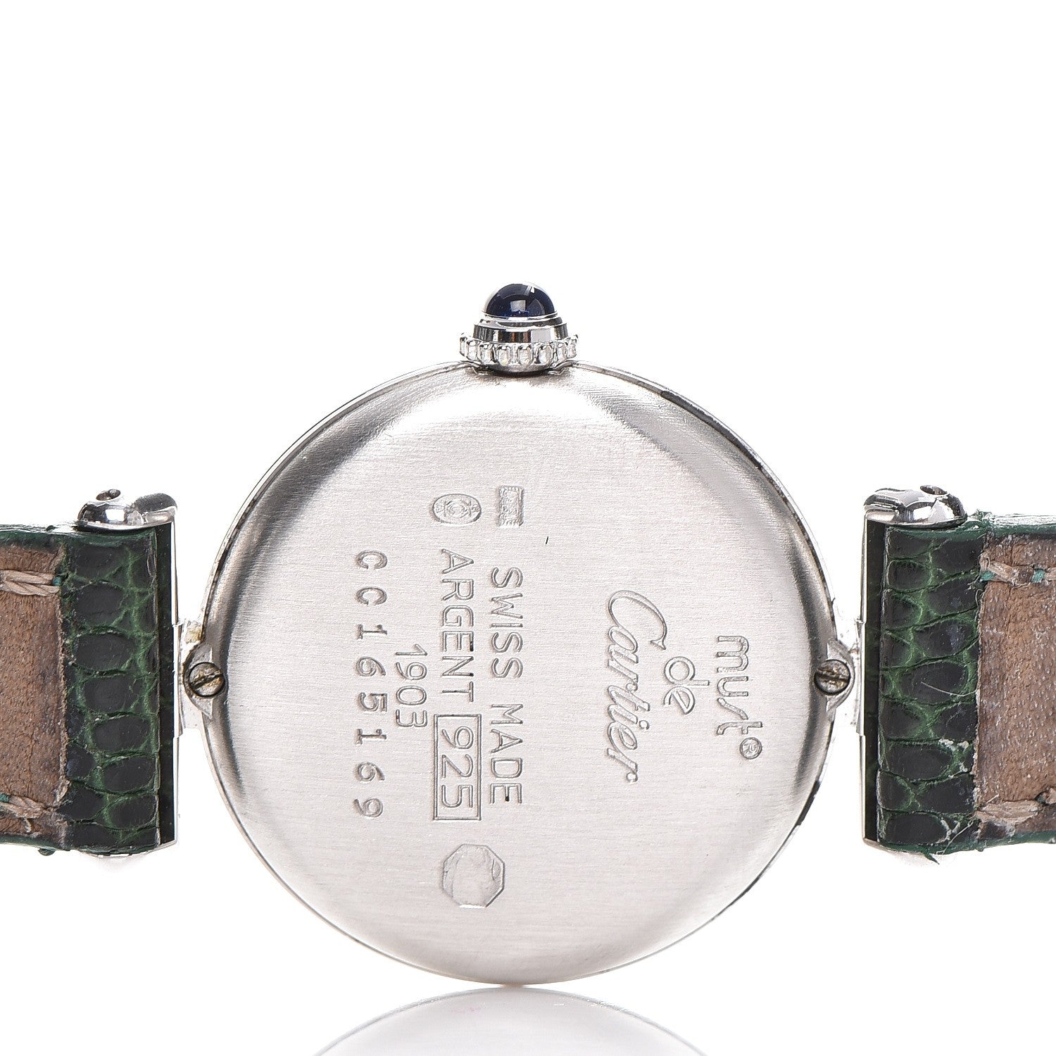 Cartier Sterling Silver Lizard 24mm Must de Quartz Watch Green 5 of 7