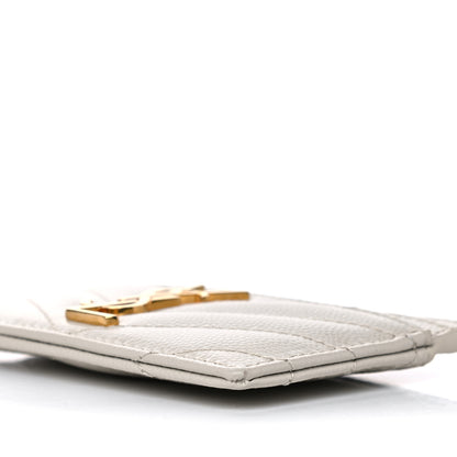 Saint Laurent Grain De Poudre Matelasse Chevron Monogram Credit Card Case Crema Soft 9 of 11