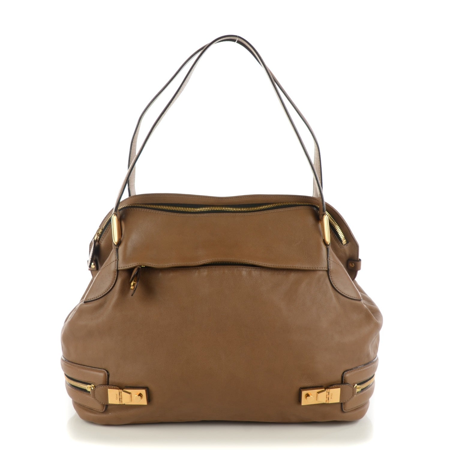 Chloe Calfskin Cary Zipped Shoulder Bag Taupe 1 of 8