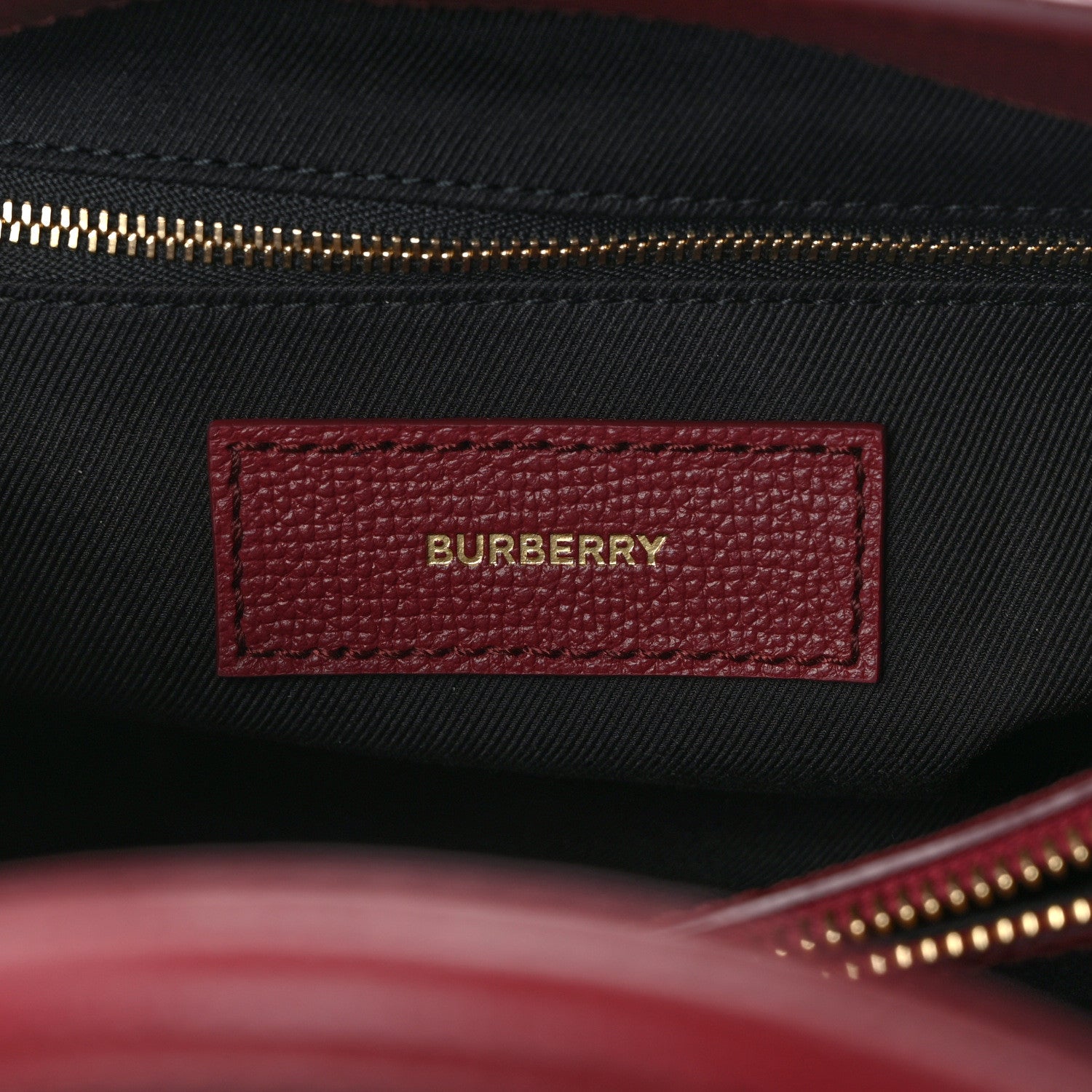 Burberry Grainy Calfskin House Check Medium Banner Tote Crimson 6 of 11