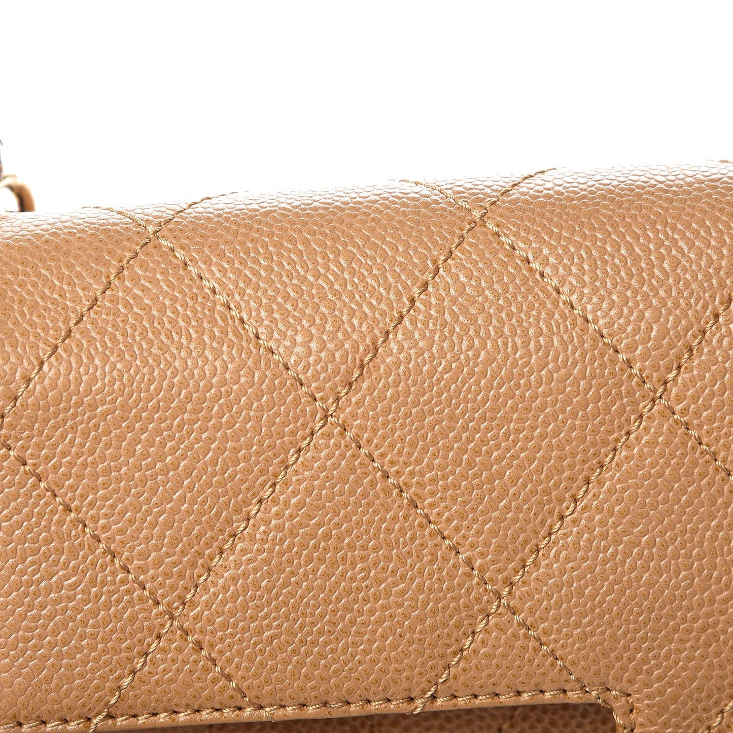 Caviar Quilted Medium Single Flap Beige