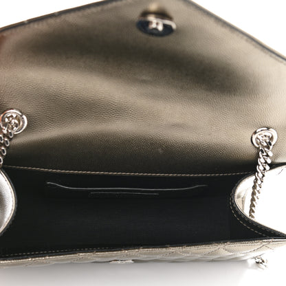 Saint Laurent Metallic Grain De Poudre Textured Mixed Matelasse Triquilt Small Monogram Satchel Gold 5 of 10