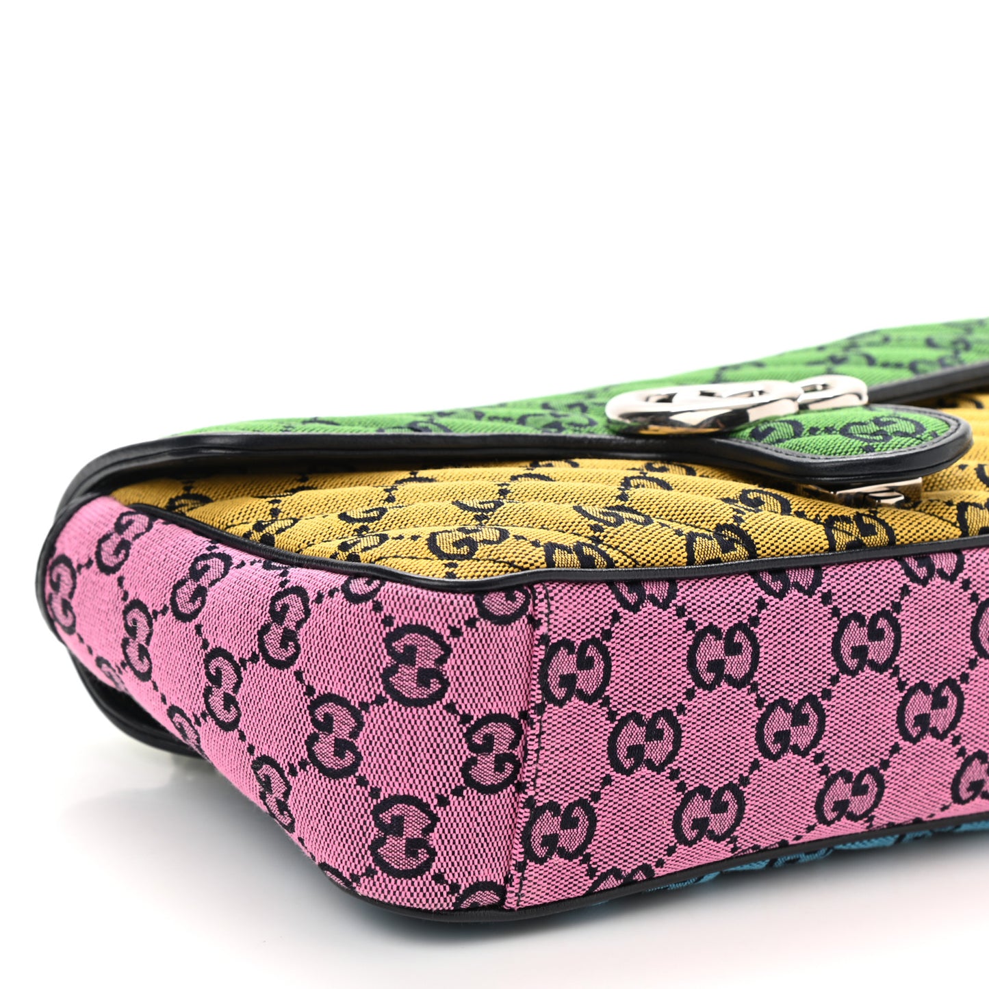 Monogram Multicolor Matelasse Diagonal Small GG Marmont Shoulder Bag Green Blue Yellow Light Blue Pink