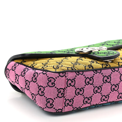 Gucci Monogram Multicolor Matelasse Diagonal Small GG Marmont Shoulder Bag Green Blue Yellow Light Blue Pink 9 of 10