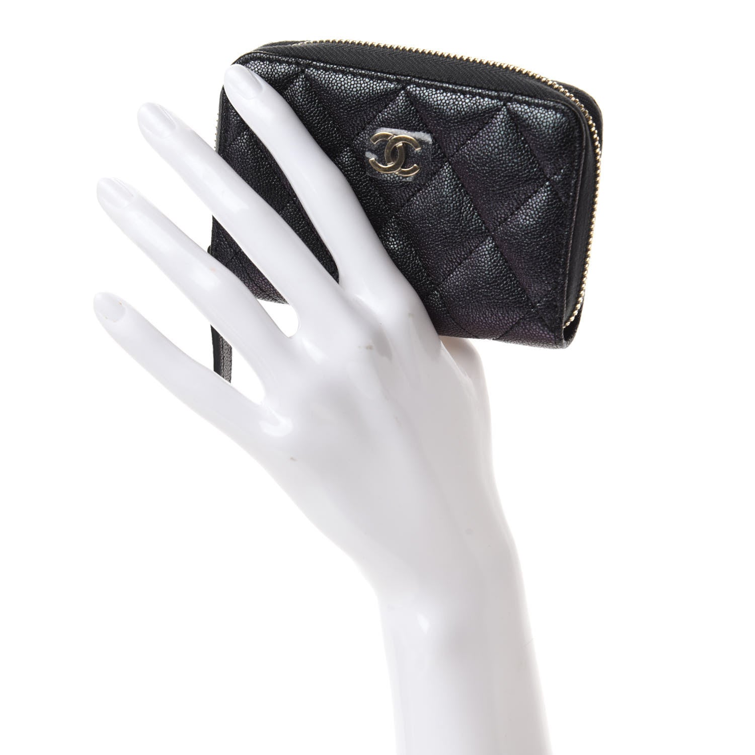 Chanel Iridescent Caviar Quilted Zip Coin Purse Black 2 of 8
