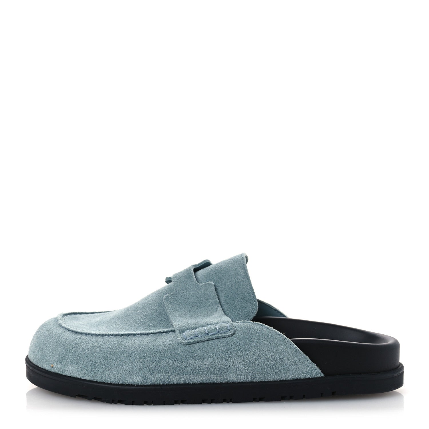 Hermes Suede Calfskin Womens Go Mules 39 Bleu Pinede 1 of 11