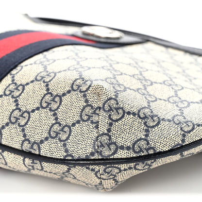 Gucci GG Supreme Monogram Textured Dollar Calfskin Web Small Ophidia Half Moon Hobo Beige Blue 10 of 10
