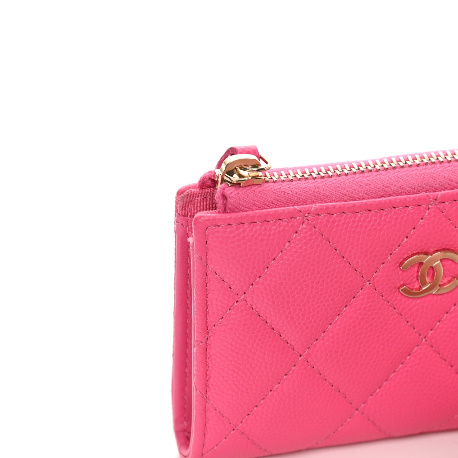 Chanel Caviar Quilted Zipped Key Holder Case Pink 8 of 9