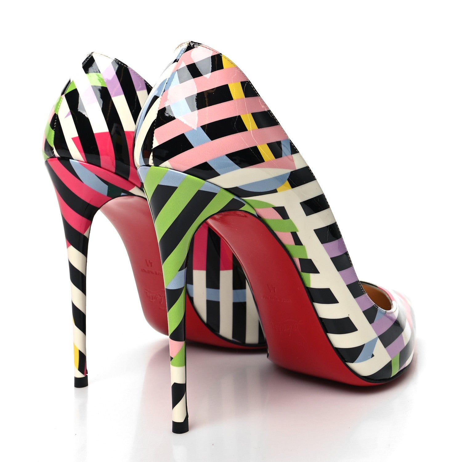 Christian Louboutin Patent Cinestripes Pigalle Follies 100 Pumps 41 Multi 4 of 7
