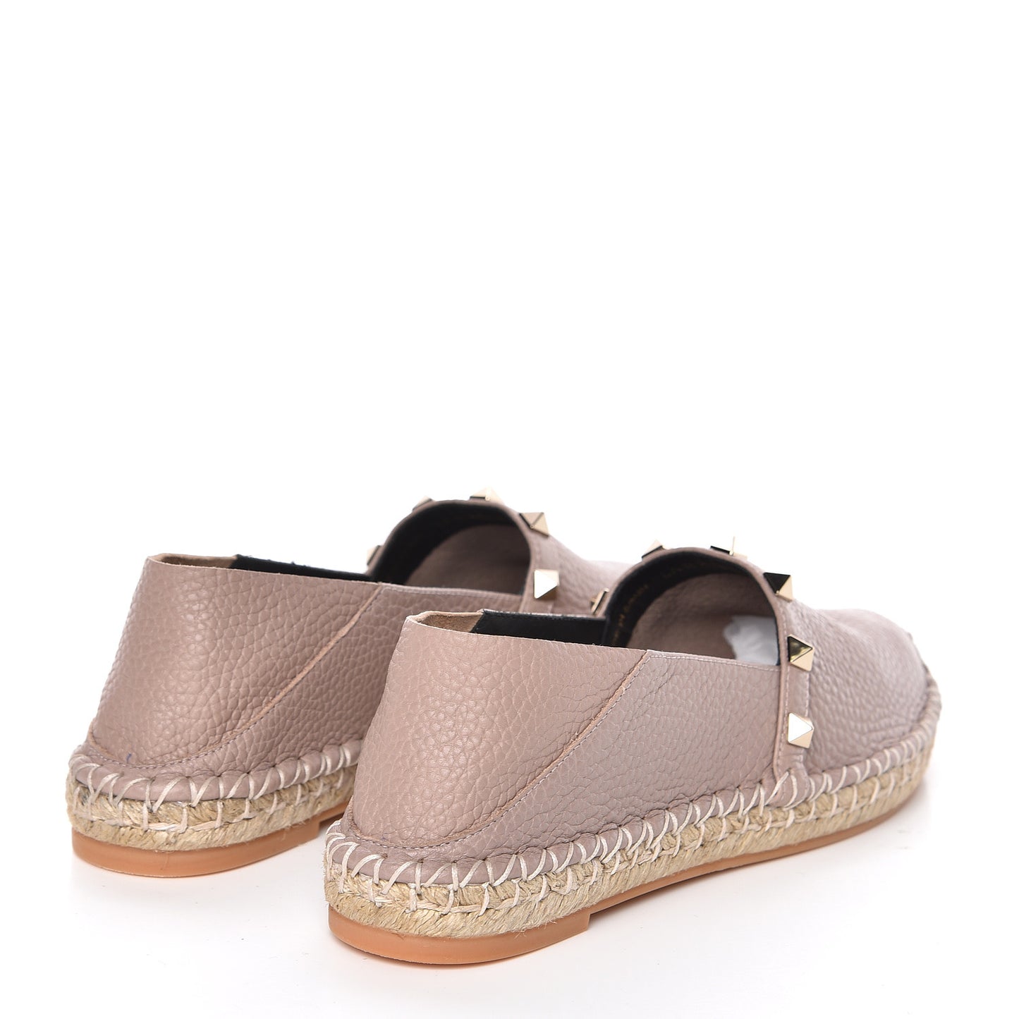 Pebbled Calfskin Rockstud Espadrilles 35 Poudre