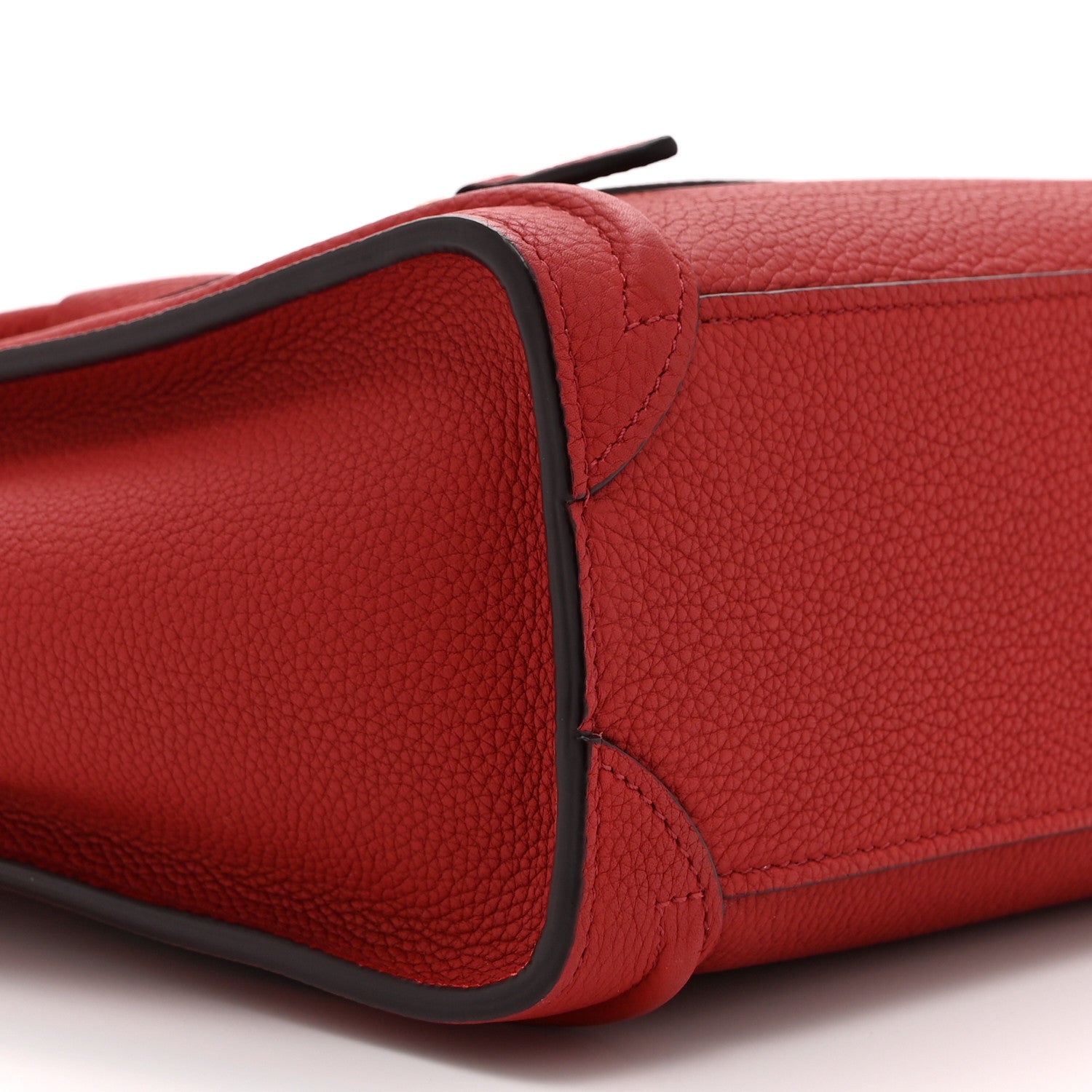 Celine Drummed Calfskin Nano Luggage Red 9 of 10