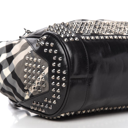 Burberry Nylon Beat Check Studded Medium Edenham Satchel Black 6 of 11
