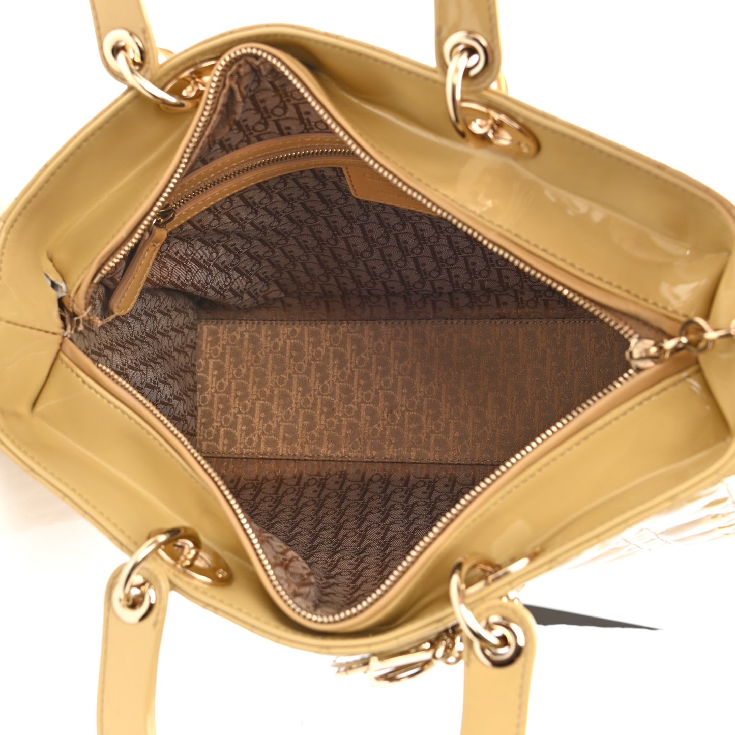 Patent Cannage Large Lady Dior Beige