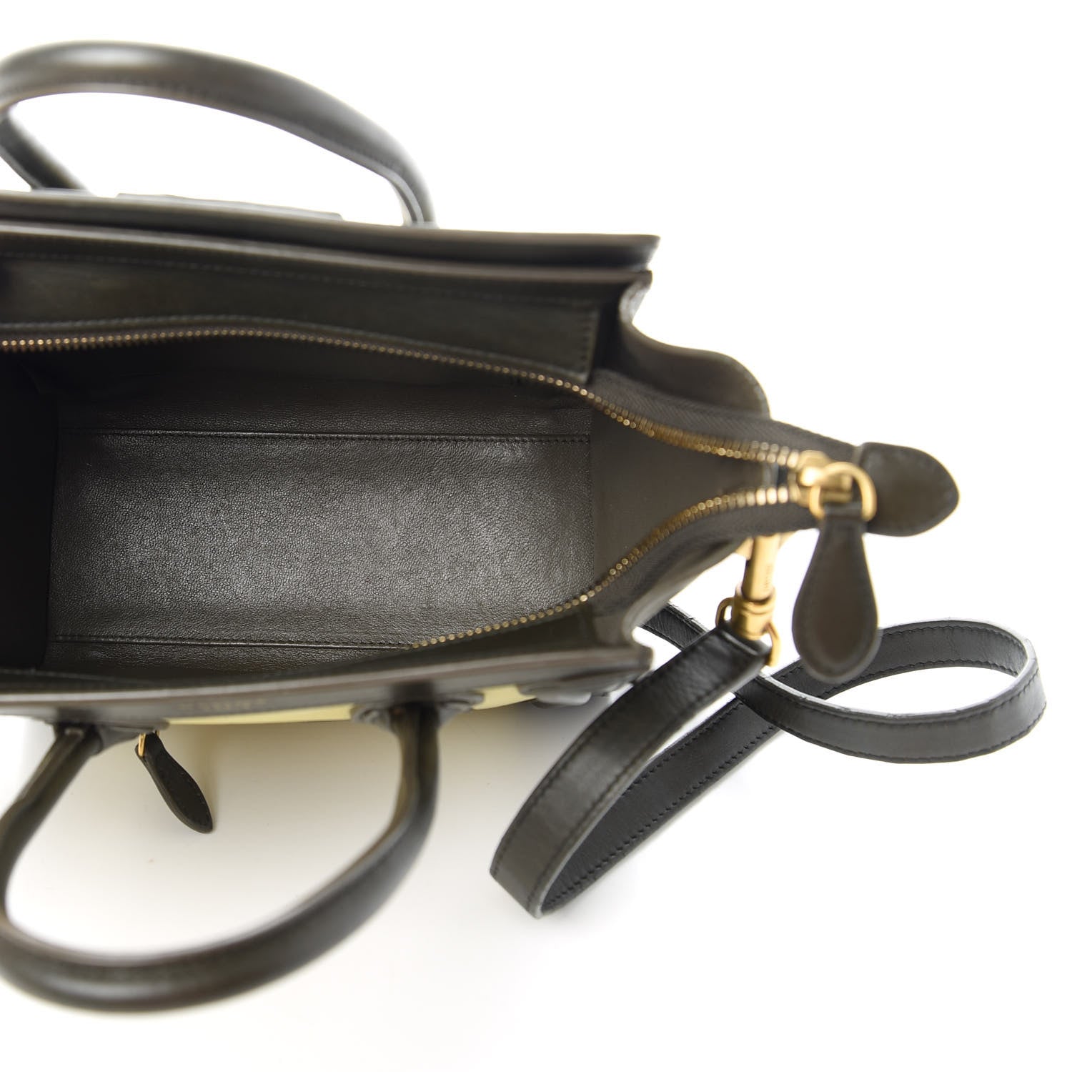 Celine Nubuck Smooth Calfskin Nano Tri-Color Luggage Chartreuse 5 of 10